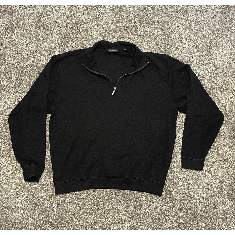 Scott Barber 1/4 Zip Long Sleeve Pullover Men's Size XL Black Collared Neck
